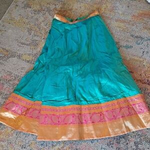 Elegant Indian Skirt Teal and Gold one size fits all